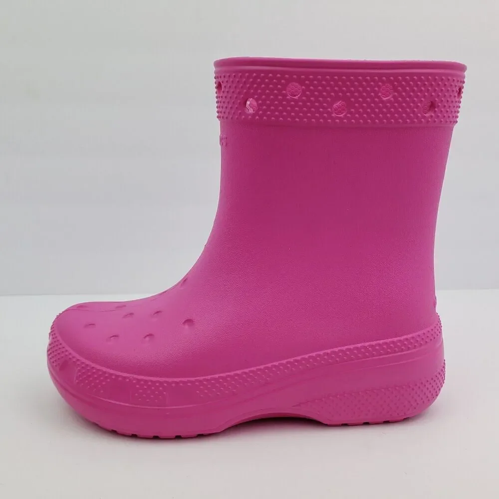 Crocs Classic Boot Girls Size 3Y Pink Pull On Comfort Boots Shoes 208544-6UB